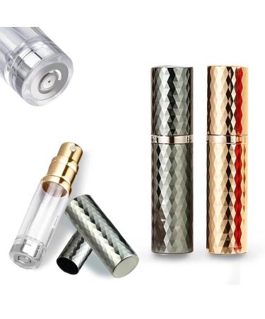 Travel Cologne Bottle Gold&Grey Rhombic Refillable Perfume Atomizer Travel Cologne Sprayer Refillable 5ml Spray Gold+Grey