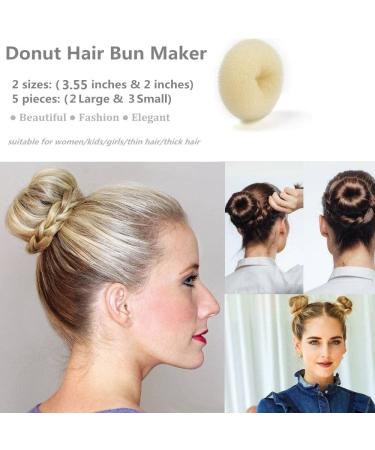 SQULIGT Donut Hair Bun Maker Set - 5 PCS Ring Style Bun Makers (Beige, 2 Large and 3 Small) - Buy Online on GoSupps.com
