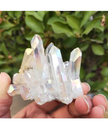 Natural Crystal 70grams Natural White Angel Crystal Cluster Electroplating Titanium Coating Quartz Cluster Power Crystal ERBDRGAZ
