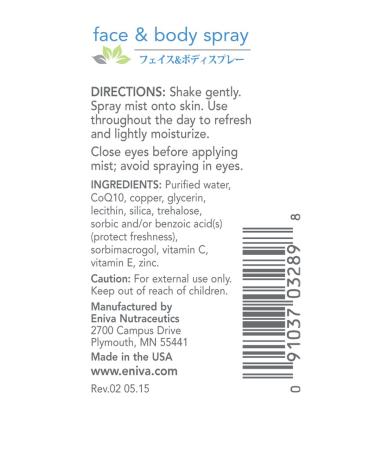 Eniva Premium Natural Nourishing Face & Body Spray (4 oz) - Hydrating & Soothing for All Skin Types - International Shipping Available - Buy Online on GoSupps.com