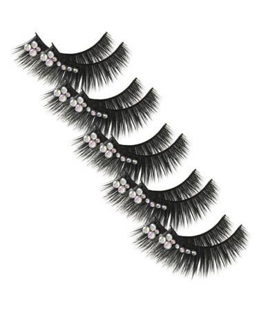 Beavorty 5 Pairs diamond eyelashes lash extensions eyelashes with color false lash kiss lashes royal silk fake lashes natural lashes with rhinestones cosmetic artificial fiber make up