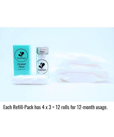Natural Peppermint Essential Oil Infused Vegan Dental Floss | Eco-Friendly Plant-Based Wax | 38 Yards in Refillable Glass Jar - Buy Online on GoSupps.com