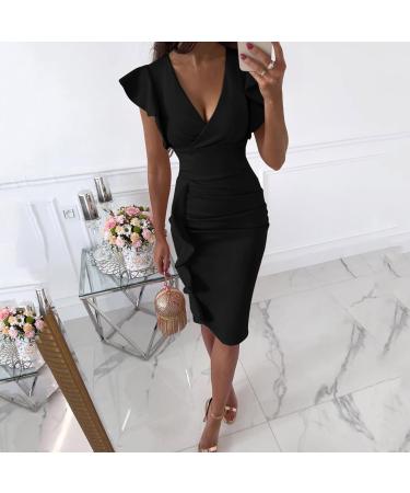 Briskorry V-Neck Floral Summer Dresses for Women | Elegant Bustier Festival Party Dresses with Ruffled Hems & Sleeves - Buy Online on GoSupps.com