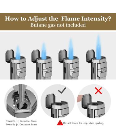 PIPITA Torch Lighter Windproof Cigar Lighter Adjustable Triple Jet Flame Refillable Butane Gas Lighters with Punch (Butane Not Included) - Buy Online on GoSupps.com