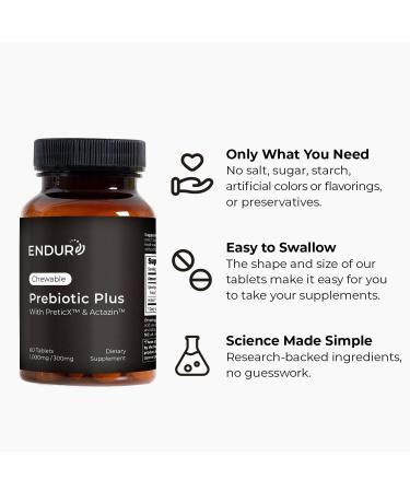 ENDUR Prebiotic Plus with Actazin & PreticX Complex Helps You Feel Light Comfortable & Confident Every Day Gluten Free 60 Tablets - Buy Online on GoSupps.com
