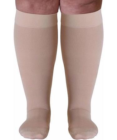 WSYKC Compression Socks - 20-30mmHg Support Socks for Wide Calves | Unisex 4XL (2 Pairs) in Beige - Buy Online on GoSupps.com