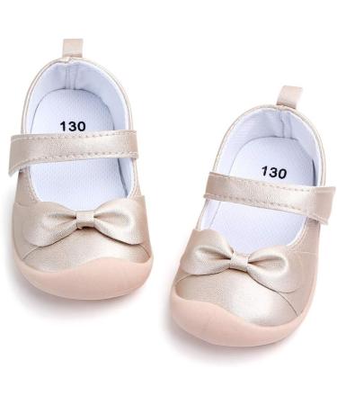 LACOFIA Baby Girls Mary Jane Flats | Infant Anti-Slip First Walking Shoes | Size 5.5 UK Child | Gold - Buy Online on GoSupps.com
