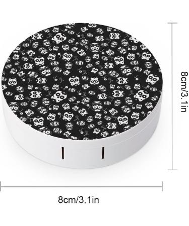 Halloween Skull Pattern Round Case For Contact Lens Kit Storage Box with Mirror Printed - Buy Online on GoSupps.com