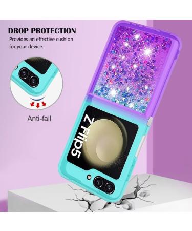 Shop Tivenfezk Nadoli Glitter Drive Shell for Samsung Galaxy Z Flip 5 - Shockproof Silicone Gradient Bumper Case with Liquid Waterfall Design - Transparent Blue Violet - Buy Online on GoSupps.com