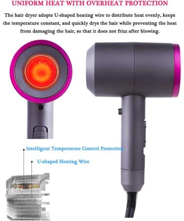 Ionic Hair Dryer with Diffuser Constant Temperature Not Hurting Hair Ionic Hammer Hair Dryer 1400W Negative Ionic Hairdryers Hair Care Hair Dryers - Buy Online on GoSupps.com