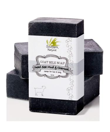 Activated Charcoal Soap Bar (3 Pack) All Natural Charcoal Face Soap, Acne Soap and Body Soap For Troubled Skin. Made With Dead Sea Mud, Goat Milk & Peppermint Essential Oil. 4-4.5 oz bars 4 Ounce (Pack of 3)