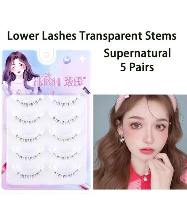 Okdeals 5 Pairs Thai Style 3D Lower Lashes - Natural Look Manga & Anime Lashes with Soft Clear Band for Cosplay & Beauty - Eyelash Extension Tools - Buy Online on GoSupps.com