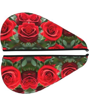 Red Rose Coral Velvet Dry Hair Cap | Ideal for Home Travel Pool Parties & Baths Shop Now - Buy Online on GoSupps.com