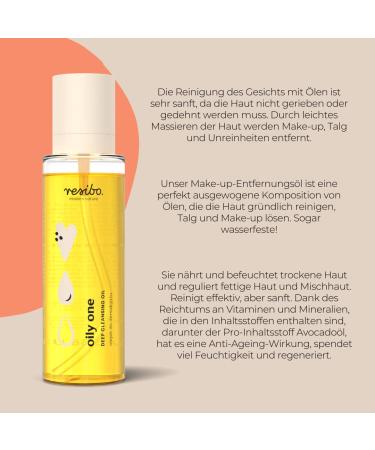 Resibo Cleaning Oil Oily One - Natural Face Cleaner & Makeup Remover | Pore Cleaner & Waterproof Eye Makeup Remover | 100 ml - Buy Online on GoSupps.com