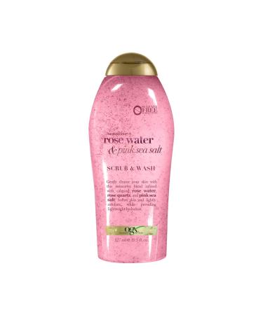 OGX Pink Sea Salt & Rosewater Gentle Soothing Body Scrub, Light Exfoliating Body Wash, Sulfate-Free, 19.5 Ounce, 1.0 Count 19.5 Fl Oz (Pack of 1)