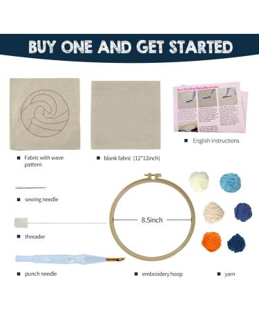 Punch Needle Embroidery Starter Kit - Tool, Threader, Fabric, Hoop, Yarn, Rug Punch Needle Wave - Buy Online on GoSupps.com
