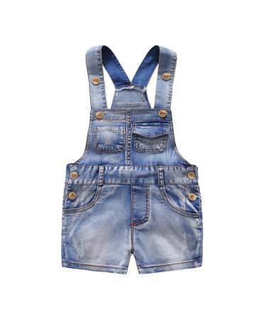 KIDSCOOL SPACE Baby Girl Boy Jean Overalls Toddler Summer Denim Shortall 6-12 Months Blue-1964