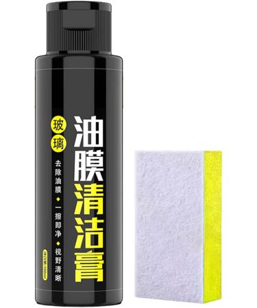 Car Windshield Oil Film Cleaner - 3.38oz Glass Stripper Water Stains Remover | Front Windshield Cleaning Balm with Sponge for Bird Droppings - Buy Online on GoSupps.com