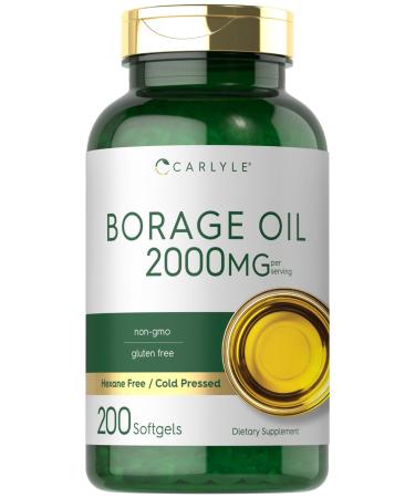 Carlyle Borage Oil Supplement | 2000mg | 200 Softgel Capsules | 320mg of GLA | Cold Pressed & Hexane Free | Non-GMO & Gluten Free
