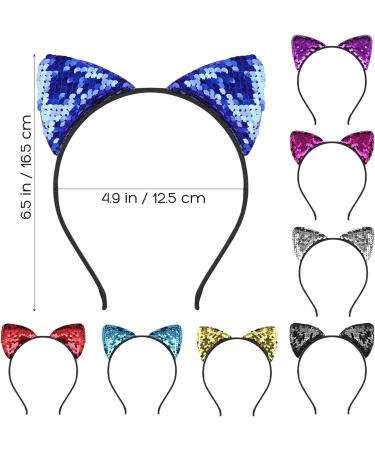 FRCOLOR 8 Pieces Sequin Cat Ears Headbands Reversible Shiny Sequin Hair Hoops Bling Hairband Hair Accessories for Women Girls - Buy Online on GoSupps.com