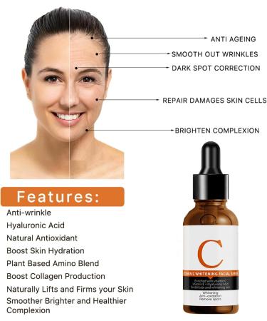Vitamin C Serum for Face Dark Spot Correcting Glow Serum Anti Aging & Anti Wrinkle Serum Vitamin C Face Serum for Women Plump Hydrate & Brighten - Buy Online on GoSupps.com