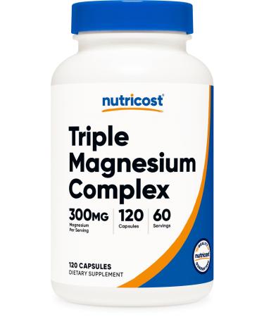 Nutricost Triple Magnesium Complex (300mg 120 Capsules) - from Di-Magnesium Malate Bisglycinate and Citrate 60 Servings