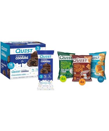 Quest Nutrition Frosted Cookies & Protein Chips Variety Pack Chocolate Cake Cookies BBQ/Cheddar & Sour Cream/Sour Cream & Onion Chips