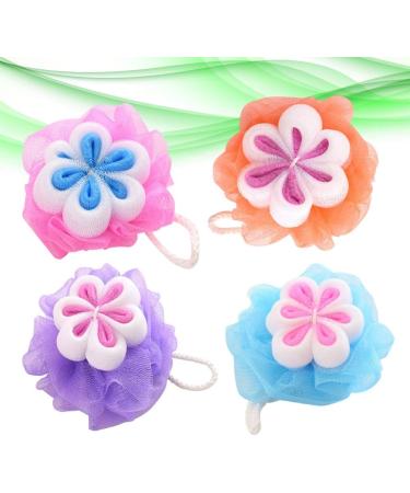 Buy Healifty Shower Sponge Balls - Unique Flower Shape Mesh Bath Scrubber for Family - 4pcs | International Shipping Available - Buy Online on GoSupps.com