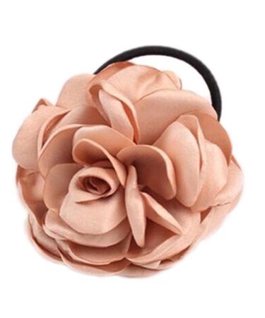 display08 Hair tie with flower camellia ponytail holder hair band hair accessory