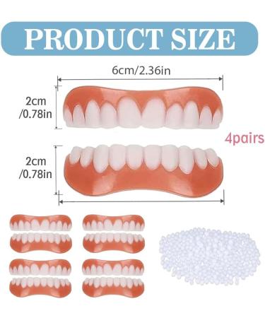 HABNI 4 pairs perfect smile prosthesis plate dentures cosmetic veneer teeth temporary tooth replacement veneer veneer dental vase for upper jaw and lower jaw - Buy Online on GoSupps.com