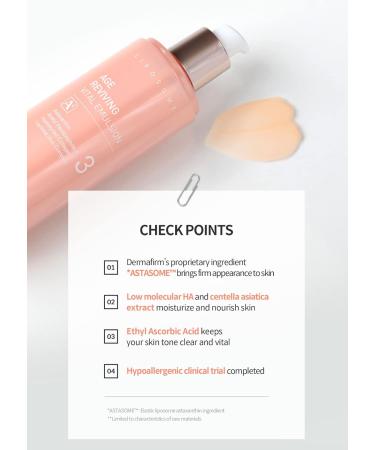 Dermafirm Age Reviving Vital Tone Up Emulsion Cream A4 | Face Firming Cream Hydrating Moisturizer for Pore Firming w/Collagen Astasome & Peptide All Skin Types | No Animal Trials No Paraben 6.76 fl 01 Age Reviving Vital Em  - Buy Online on GoSupps.com