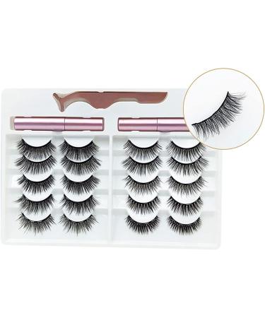 SunshineFace 10 Pairs Magnetic Lashes with Eyeliner 3D Natural Look Fake Eyelashes 2 Tubes Magnetic Eyeliner Waterproof Easy to Apply Easy Reusable Fake Lashes For Makeup Beginners - Buy Online on GoSupps.com