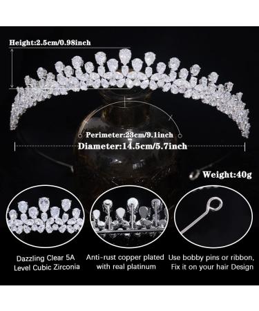 Aoligrace Small Cubic Zirconia Wedding Tiara - Sparkly CZ Princess Crown for Women | Mini Bridal Prom Hair Accessory - Buy Online on GoSupps.com