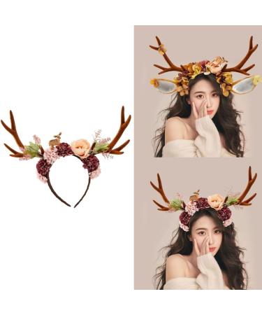 TQUXNGA Aesthetic Antler Headband for Christmas Reindeers Antler Hairhoop Holiday Headpiece Halloween Cosplay Costume Hair Decor Brown A - Buy Online on GoSupps.com