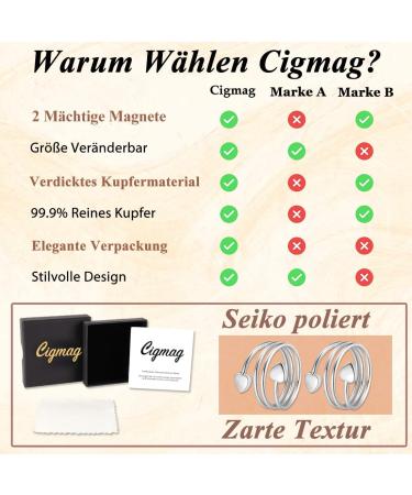 Cigmag 2PCs Magnetic Lymphatic Drainage for Women - Ultra-High 99% Pure Copper Adjustable Ring with Gift Box (Silver Love Heart) - Buy Online on GoSupps.com