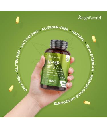 Hemp Seed Oil Softgels with Omega 3 6 9 & Vitamin E - 180 Capsules, Cold Pressed Supplement - Non-GMO, Gluten-Free, Made in the UK - Buy Online on GoSupps.com