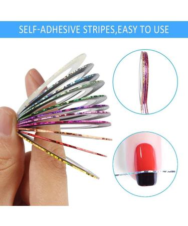 Ancllo 30 Color Mixture Nail Art Decoration Stickers - DIY Striping Tape for Perfect Nail Tips - Buy Online on GoSupps.com