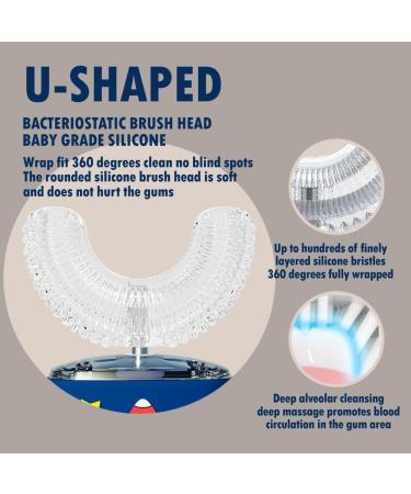 Rgdood USB Rechargeable U-Shaped Electric Toothbrush for Kids 2-12 | 6 Smart Modes, 2 Brushing Heads, 360 Oral Cleaning | Autobrush Toothbrush in Spaceman Blue - Buy Online on GoSupps.com