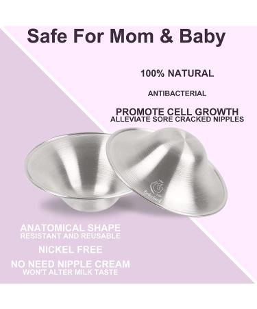 Boboduck Silver Nursing Cups - Nipple Shields for Newborn Breastfeeding - Soothe & Protect Nipples - Trilaminate 999 Silver (Regular Size) - Buy Online on GoSupps.com