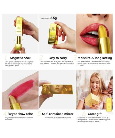 Gold Velvet Nude Red Pink Lipstick – Long-Lasting Waterproof Non-Smudge Lip Tint for Women | High Pigment Matte Lip Gloss - Buy Online on GoSupps.com