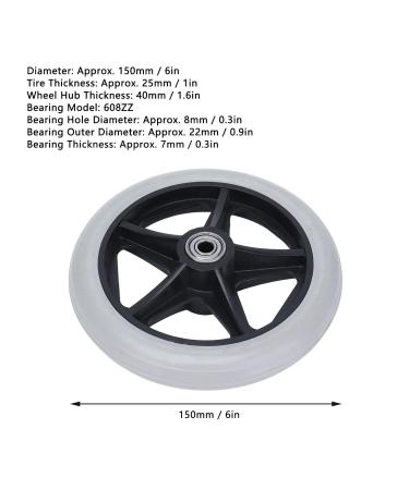 Wheelchair Wheels 6in Solid Wheel Stable Operation 608ZZ Bearing Wear Resistant for Rollators for Walkers - Buy Online on GoSupps.com