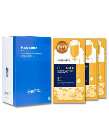 MEDIHEAL Official [Korea's No 1 Sheet Mask] - Collagen Essential Lifting & Firming Mask JUMBO Pack(30 pack) 30 Count (Pack of 3)