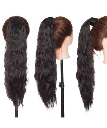 Buy Natural Black Ponytail Extensions - Corn Wave Clip-In Hair Extensions (20 / 50cm) - Affordable Realistic Velcro Connection - 90g - Buy Online on GoSupps.com