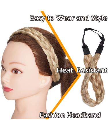 Silk-Co Women s 5-Strand Blonde Braided Headband | Vintage Elastic Hair Band for Weddings | Hair Tie & Extensions | 3.8cm Wide Blonde & Honey Blonde - Buy Online on GoSupps.com