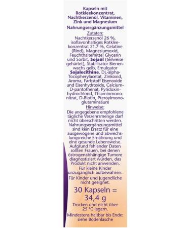 Double Heart Meno Rotklee & Nighting Cross Oil with Biotin - Women's Menopause Nutrients - 30 Vegetable Isoflavon Capsules - Buy Online on GoSupps.com