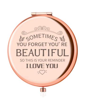Gifts for Women-Birthday Gifts for Women-Compact Makeup Mirror-Valentine's Day Christmas Mother's Day Graduation Party Gift for mom  Wife  Sister  Friend  Classmate (Rose Gold)