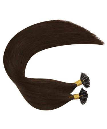 Ugeat Real Hair Extensions - Dark Brown U-Tip Keratin Bonding Hair - 50 Pieces 55 cm (22 inches) - Premium Quality - Buy Online on GoSupps.com