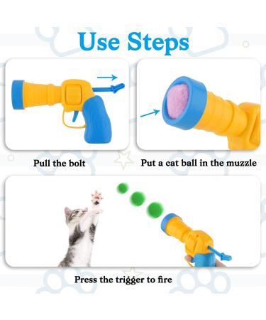 Buy Wllhyf Interactive Cat Toy Ball Launcher - Plush Shooter with 50 Pom Pom Balls for Training & Play - Perfect for Cats - Yellow - Buy Online on GoSupps.com