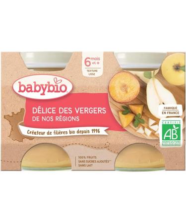 Babybio - Small Pots Delight from the orchards of our regions - 6+ Months - (2x130g) 260g - Pack of 6 - Buy Online on GoSupps.com