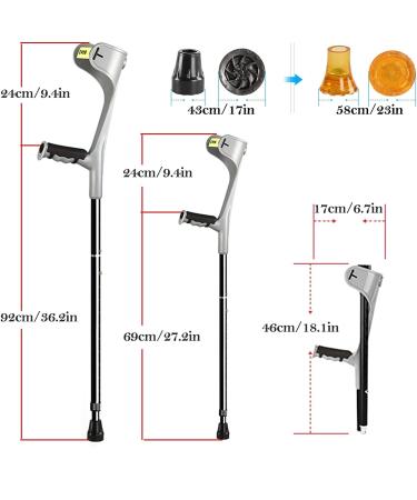Adult Crutches Forearm Crutches Aluminum Crutches Folding Crutches Adjustable Crutches with U Cuff Canes for 150-195cm Independence Grey - Buy Online on GoSupps.com